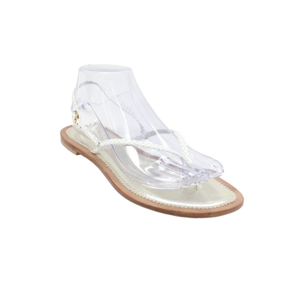 Cornetti Womens Leather T Strap Slingback Sandals White Size 39